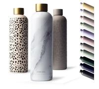 MAMEIDO Insulated Water Bottle 750 ml (White Marble Gold) | 12h hot/24h cold, leakproof & BPA-free, for carbonated drinks, metal water bottle for sports, school, office & outdoor use