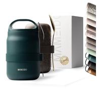 MAMEIDO Thermal Food Flask 800 ml, yogurt cup to go stainless steel, thermo cup food leak-proof, lunch box BPA-free, keep warm container (Ocean Bloom)