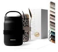 MAMEIDO Thermal Food Flask 800 ml, yogurt cup to go stainless steel, thermo cup food leak-proof, lunch box BPA-free, keep warm container (Rich Black)