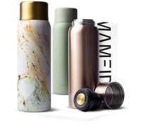 MAMEIDO Thermo Flask with Cup 1 l, Leak-Proof Isulated Water Bottle, BPA-Free Thermal Flask for Hot Water, Coffee & Tea (Pearl Marble Gold)