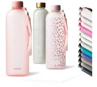 MAMEIDO Water Bottle 1.5 l, Motivational Time Markings, BPA free, Leak-Proof, Tritan Co-Polyester Plastic water bottle, Sports Bottle (Flamingo)