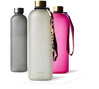 MAMEIDO Water Bottle 1.5 l, Motivational Time Markings, BPA free, Leak-Proof, Tritan Co-Polyester Plastic water bottle, Sports Bottle (Ivory Beige Gold)