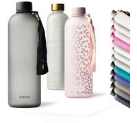 MAMEIDO Water Bottle 1.5 l, Motivational Time Markings, BPA free, Leak-Proof, Tritan Co-Polyester Plastic water bottle, Sports Bottle (Carbon Grey)