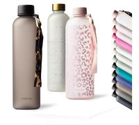 MAMEIDO Water Bottle 1 l, Motivational Time Markings, BPA free, Leak-Proof, Tritan Co-Polyester Plastic water bottle, Sports Bottle (Urban Taupe)