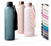 MAMEIDO Water Bottle 1 l, Motivational Time Markings, BPA free, Leak-Proof, Tritan Co-Polyester Plastic water bottle, Sports Bottle (Ocean Bloom)