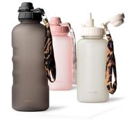 MAMEIDO Water Bottle with Straw & Time Markings 2 l, Leakproof Tritan Sports Water Bottle, Drinks Bottle BPA-free, Gym Water Bottle (Urban Taupe)