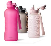 MAMEIDO Water Bottle with Straw & Time Markings 2 l, Leakproof Tritan Sports Water Bottle, Drinks Bottle BPA-free, Gym Water Bottle (Glow Couture)