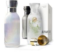 MAMEIDO Water Carafe 1.5 l, Glass Carafe with Pour spout & Sieve, Hand-Blown Water jug with Noble Look for Special Occasions, carafes to give as a Gift (Pearl Silver)