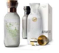 MAMEIDO Water Carafe 1.5l - Glass Carafe with Lid & Sieve, Hand-Blown Water jug with Noble Look for Special Occasions, carafes to give as a Gift (Smoke Copper, 1500ml)