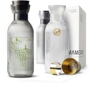MAMEIDO Water Carafe 1.5l - Glass Carafe with Lid & Sieve, Hand-Blown Water jug with Noble Look for Special Occasions, carafes to give as a Gift (Smoke Black, 1500ml)