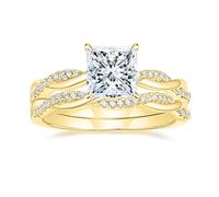Mameloly 2ct Wedding Rings for Women Princess Cut Bridal Ring Sets Cubic Zirconia Engagement Rings Twisting Infinity Pave Set Size 4-12, Stone, White Diamond
