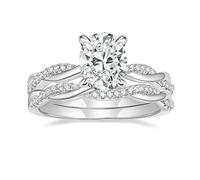 Mameloly 3ct Engagement Rings for Women Oval Cut Bridal Ring Sets Cubic Zirconia Wedding Band Twisting Infinity Pave Set Size 4-12, Copper, White Diamond