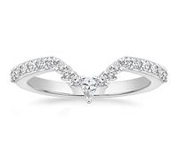 Mameloly Wedding Bands for Women Pear & Round Shaped Stackable Cubic Zirconia Half Eternity CZ Curved Engagement Rings for Her Size 4-12, White Gold, Cubic Zirconia
