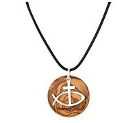 MaMeMi Beautiful necklace with Christian motif made of 925 sterling in olive wood pendant, 3 cm, e.g. as a gift for confirmation, confirmation, communion