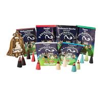 MaMeMi German Incense Cones Starter Set - Knox 6 Small Packs (30 Cones) for Smoker Houses & Figurines | Holiday Scent, Frankincense-Myrrh, Sandalwood, Fir, Vanilla, Lavender | with Wooden Ornament