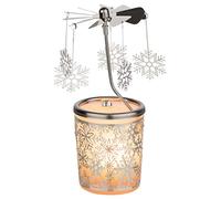 MaMeMi Metal Glass Snowflake Carousel Candle Holder, 15 cm, Silver, Winter Holidays