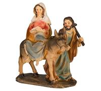 MaMeMi Nativity Block Hostel Search / Nativity Figures Mary and Joseph on Donkey from the Search for a Hostel [Height/Scale Approx. 12 cm, Hand-Painted, Polyserine/Resin]