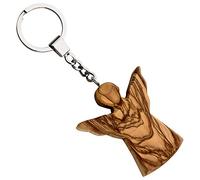 MaMeMi Olive Wood Keychain 'Guardian Angel', Brown, Bethlehem Holy Land
