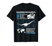 Mamenchisaurus Fact Sheet Skull Fossil Value Graphic T-Shirt, Men, Black, S