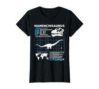 Mamenchisaurus Fact Sheet Skull Fossil Value Graphic T-Shirt, Women, Black, M