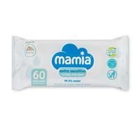 Mamia Extra Sensitive Baby Wipes, 99.4% Water, Plastic Free, Suitable from Birth, 60 Wipes, Pack of 6