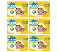 Mamia Size 1 Nappies Newborn 24 Pack, 144 Nappies (6 x 24)