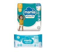 Mamia Size 7 XXL Nappies 22 Pack + 80 Fragranced Baby Wipes