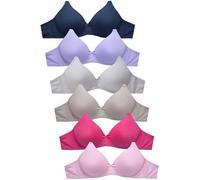 Mamia Women's Basic Plain Bras, Pack of 6, 4242pn7, 38C