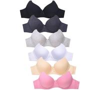 Mamia Women's Basic Plain Bras, Pack of 6, 4450, 34A