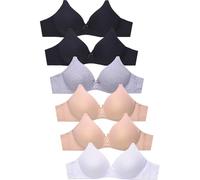 Mamia Women's Basic Plain Bras, Pack of 6, 4480pn, 34A