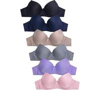 Mamia Women's Basic Plain Bras, Pack of 6, Demi2, 38B
