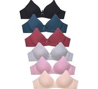 Mamia Women's Basic Plain Bras, Pack of 6, Nowire 42p4, 36C