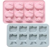 MAMIAN Kitten Baking Mould, Silicone, Pink, Blue, 2 Pieces, Food Grade, Dishwasher Safe, Oven Safe, 230°C, BPA Free, for Cake, Chocolate, Candy, Muffin, Cupcake, Soap, Ice Cube, Christmas