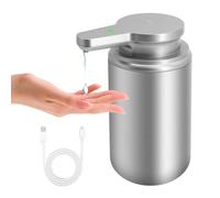 Mamiddle Automatic Soap Dispenser Stainless Steel with Sensor Infrared Soap Dispenser Electric IPX5 Waterproof USB-C Charging Motion Sensor for Kitchen & Bathroom (Silver Cyl)