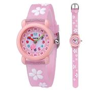 Mamiddle Girls and Boys Analogue Quartz Watch with Cartoon Design 30M Waterproof Silicone / Nylon Strap Japanese Quartz Movement Learning Watch for Children 3-10 Years, Silicone - Sakura Pink, Strap.