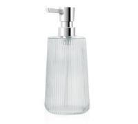 Mamiddle Glass Soap Dispenser for Bathroom, 250ml/8.5oz Dish Soap Dispenser with Pump for Kitchen, Modern Minimalist Stripe Style Hand Soap Dispenser, Small Refillable Soap Dispenser (Clear 1pc)