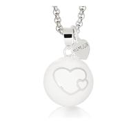 MAMIJUX Harmony Ball Pendant Glazed White with Hearts and Steel Chain