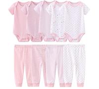 MAMIMAKA Baby Bodysuits Baby Pants Trousers Baby Clothes Short Sleeve Bodysuits Clothes Sets for Baby Boys and Girls
