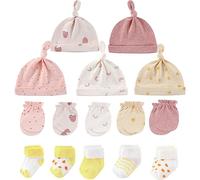 MAMIMAKA Baby Boys Caps Mittens and Thick Warm Socks Cotton Newborn Essentials Accessories (Hats+Gloves+Terry Socks), 0-6 Months
