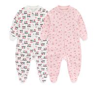 MAMIMAKA Baby Boys Girls Footed one-Piece Sleepsuit 2-way Zip Pajamas for Play and Sleep,6-9 Months