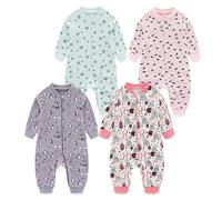 MAMIMAKA Baby Girls one-Piece Romper Sleepsuit 2-way Zip Pajamas for Play and Sleep,9-12 Months