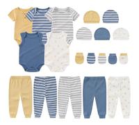 MAMIMAKA Newborn Baby Clothes Set 20-Piece Baby Boy Bodysuits Pants Caps Mittens Infant Outfit Set, 9-12 Months