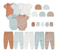 MAMIMAKA Newborn Baby Clothes Set 20-Piece Baby Boy Girl Bodysuits Pants Caps Mittens Infant Outfit Set