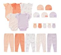 MAMIMAKA Newborn Baby Clothes Set 20-Piece Baby Girl Bodysuits Pants Caps Mittens Infant Outfit Set, 0-3 Months