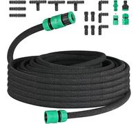MAMIZO 30M Drip Hose Set, Soaker Hose Set, Porous Pipe Leaky Pipe, Garden Hose for Watering, Gardens, Lawn, Patios, Black