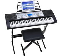 MAMIZO 61 Key Keyboard Piano Kit with Stand & Stool, Digital Keyboard for Beginners, Kids' Keyboard, Electronic Piano with 300 Sounds, 3 Teaching Modes, LCD Display, Music Stand