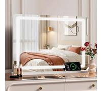 MAMIZO Hollywood Vanity Mirror with Lights, 46x58cm Large LED Makeup Mirror with 3 Colour Temperatures, Touch Control, USB and Type-C Ports, Dressing Table Mirror or Wall-Mounted (46L x 58W)