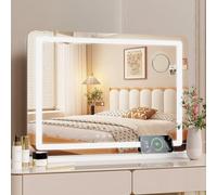 MAMIZO Hollywood Vanity Mirror with Lights,LED Makeup Mirror(40Lx50W) | 40x50cm,3 Colour Temperatures, Touch Control, USB and Type-C Ports, Dressing Table Mirror or Wall-Mounted