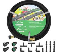 MAMIZO Soaker Hose Kit 100 Ft 1/2" Brass Connectors Heavy Duty Water Saving