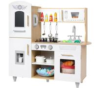 MAMIZO Wooden Play Kitchen Set for Kids, Toy Kitchen with Sound & Light, Play Kitchen with Ice Cream Maker, Telephone, Utensil, Role Play Kitchen Accessories, Little Chef Kitchen Playset, 79x82x30 cm